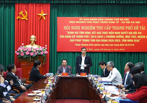 Ngày 29-11, Sở Khoa học và Công nghệ tổ chức Hội nghị nghiệm thu cấp Thành phố Đề tài 08 “Đánh giá tình hình, kết quả thực hiện Nghị quyết Đại hội XVI của Đảng bộ Thành phố (2015-2020); phương hướng, mục tiêu, nhiệm vụ, giải pháp trọng tâm giai đoạn 2020-2025, tầm nhìn đến năm 2030”. Đây là đề tài thuộc Chương trình nghiên cứu khoa học trọng điểm số 20 của Thành ủy Hà Nội. Phó Bí thư Thành ủy Đào Đức Toàn dự Hội nghị.
