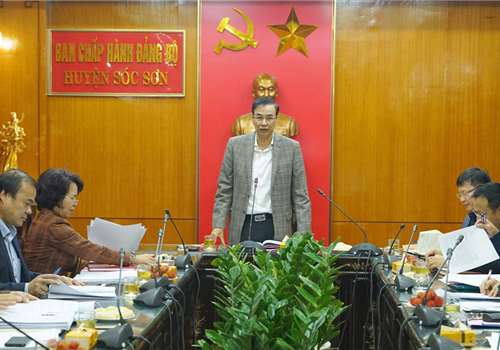 Sáng 20-02, Phó Bí thư Thành ủy Đào Đức Toàn dẫn đầu Đoàn công tác số 5 của Ban Thường vụ Thành ủy Hà Nội làm việc với Ban Thường vụ Huyện ủy Sóc Sơn về kết quả công tác xây dựng Đảng năm 2019, nhiệm vụ trọng tâm năm 2020; tình hình, kết quả công tác lãnh đạo, chỉ đạo, hướng dẫn các cấp ủy trực thuộc chuẩn bị tổ chức Đại hội Đảng bộ các cấp nhiệm kỳ 2020-2025.