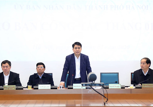 Chiều 5-2, Ủy viên Trung ương Đảng, Phó Bí thư Thành ủy, Chủ tịch UBND thành phố Hà Nội Nguyễn Đức Chung chủ trì Hội nghị giao ban công tác tháng 1-2020 của tập thể UBND Thành phố về tình hình kinh tế - xã hội tháng 1, triển khai nhiệm vụ trọng tâm tháng 2-2020.