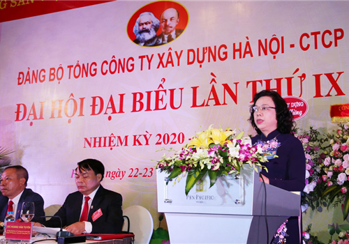Sáng 23-7, Đại hội đại biểu lần thứ IX Đảng bộ Tổng công ty Xây dựng Hà Nội - Công ty cổ phần (HANCORP), nhiệm kỳ 2020-2025, tiến hành phiên chính thức. Dự Đại hội có các đồng chí: Ủy viên Trung ương Đảng, Phó Bí thư Thường trực Thành ủy Ngô Thị Thanh Hằng; Thứ trưởng Bộ Xây dựng Lê Quang Hùng; đại diện lãnh đạo các ban Đảng Thành ủy Hà Nội.