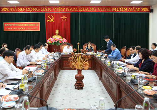 Uỷ viên Trung ương Đảng, Phó Bí thư Thường trực Thành uỷ Nguyễn Thị Tuyến - Phó Chủ tịch Uỷ ban bầu cử Thành phố đã chủ trì buổi làm việc với Ban Thường vụ Huyện uỷ Thanh Trì về công tác chuẩn bị bầu cử đại biểu Quốc hội khoá XV và đại biểu HĐND các cấp nhiệm kỳ 2021-2026.