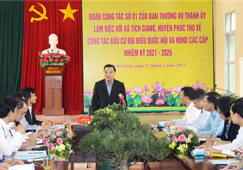 Chiều 17-3, Đoàn công tác số 1 của Ban Thường vụ Thành ủy Hà Nội do Ủy viên Trung ương Đảng, Phó Bí thư Thành ủy, Chủ tịch UBND Thành phố, Phó Chủ tịch Ủy ban Bầu cử thành phố Hà Nội Hà Nội Chu Ngọc Anh dẫn đầu đã làm việc với Ban Thường vụ Huyện ủy và Ủy ban Bầu cử huyện Phúc Thọ về công tác chỉ đạo cuộc bầu cử đại biểu Quốc hội khóa XV và đại biểu HĐND các cấp nhiệm kỳ 2021-2026. Cùng tham gia Đoàn có Phó Trưởng ban Thường trực Ban Tổ chức Thành ủy Hà Nội Trần Đình Cảnh.