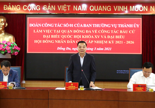 Chiều 16-3, Đoàn công tác số 1 của Ban Thường vụ Thành ủy Hà Nội do Ủy viên Trung ương Đảng, Phó Bí thư Thành ủy, Chủ tịch UBND thành phố Hà Nội Chu Ngọc Anh, Phó Chủ tịch Ủy ban Bầu cử thành phố Hà Nội dẫn đầu đã làm việc với Ban Thường vụ Quận ủy và Ủy ban Bầu cử quận Đống Đa về công tác chỉ đạo cuộc bầu cử đại biểu Quốc hội khóa XV và đại biểu HĐND các cấp nhiệm kỳ 2021-2026. Cùng tham gia đoàn có Phó Trưởng ban Thường trực Ban Tổ chức Thành ủy Hà Nội Trần Đình Cảnh.