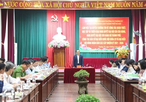 Đồng chí Nguyễn Ngọc Tuấn, Phó Bí thư Thành ủy, Chủ tịch HĐND, Chủ tịch Ủy ban Bầu cử thành phố dẫn đầu các Đoàn kiểm tra số 2 của Thành ủy, Đoàn công tác số 3 của Ban Thường vụ Thành ủy và đoàn giám sát của thường trực HĐND Thành phố về làm việc tại huyện Thường Tín về công tác quán triệt, triển khai Nghị quyết đại hội XIII của Đảng, Đại hội XVII Đảng bộ Thành phố và công tác lãnh đạo, chỉ đạo, triển khai cuộc bầu cử đại biểu quốc hội khóa XV và đại biểu HĐND các cấp.
