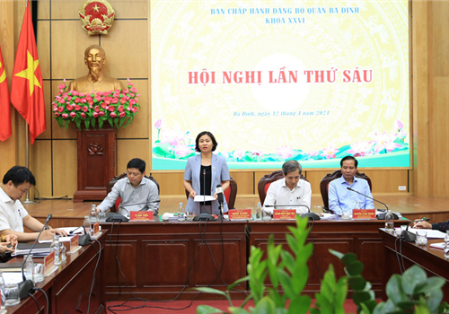 Sáng 12-4, Quận ủy Ba Đình đã tổ chức Hội nghị lần thứ 6, Ban Chấp hành Đảng bộ Quận khóa XXVI, nhiệm kỳ 2020-2025. Ủy viên Trung ương Đảng, Phó Bí thư Thường trực Thành ủy Nguyễn Thị Tuyến dự và chỉ đạo Hội nghị.