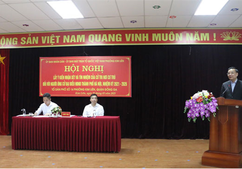 Tối 31-3, Ủy ban Mặt trận Tổ quốc Việt Nam phường Kim Liên (quận Đống Đa) đã tổ chức Hội nghị lấy ý kiến nhận xét và tín nhiệm của cử tri nơi cư trú đối với Ủy viên Trung ương Đảng, Phó Bí thư Thành ủy, Chủ tịch UBND thành phố Hà Nội Chu Ngọc Anh ứng cử đại biểu HĐND thành phố Hà Nội, nhiệm kỳ 2021-2026.