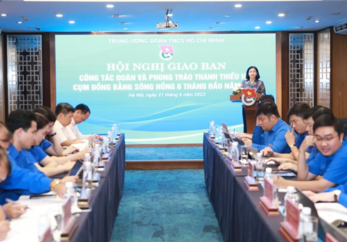 Chiều 21-6, tại Hà Nội, Trung ương Đoàn Thanh niên cộng sản Hồ Chí Minh tổ chức Hội nghị giao ban công tác Đoàn và phong trào thanh, thiếu nhi cụm Đồng bằng sông Hồng 6 tháng đầu năm 2023. Dự hội nghị có Ủy viên Trung ương Đảng, Phó Bí thư Thường trực Thành ủy Hà Nội Nguyễn Thị Tuyến; Bí thư Trung ương Đoàn, Chủ tịch Trung ương Hội Sinh viên Việt Nam Nguyễn Minh Triết.